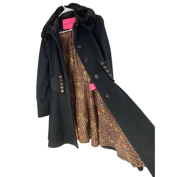 Rare Vintage Y2K Betsey Johnson 14 Black Wool Coat Flared Corset Size 14 RR10272 - Picture 12 of 16